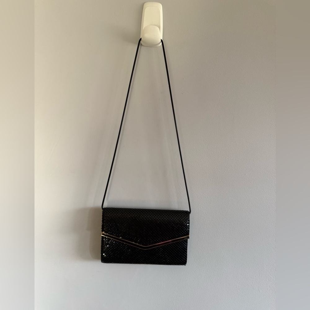 Black Metal Mesh Crossbody Evening Bag w/ Coin Purse